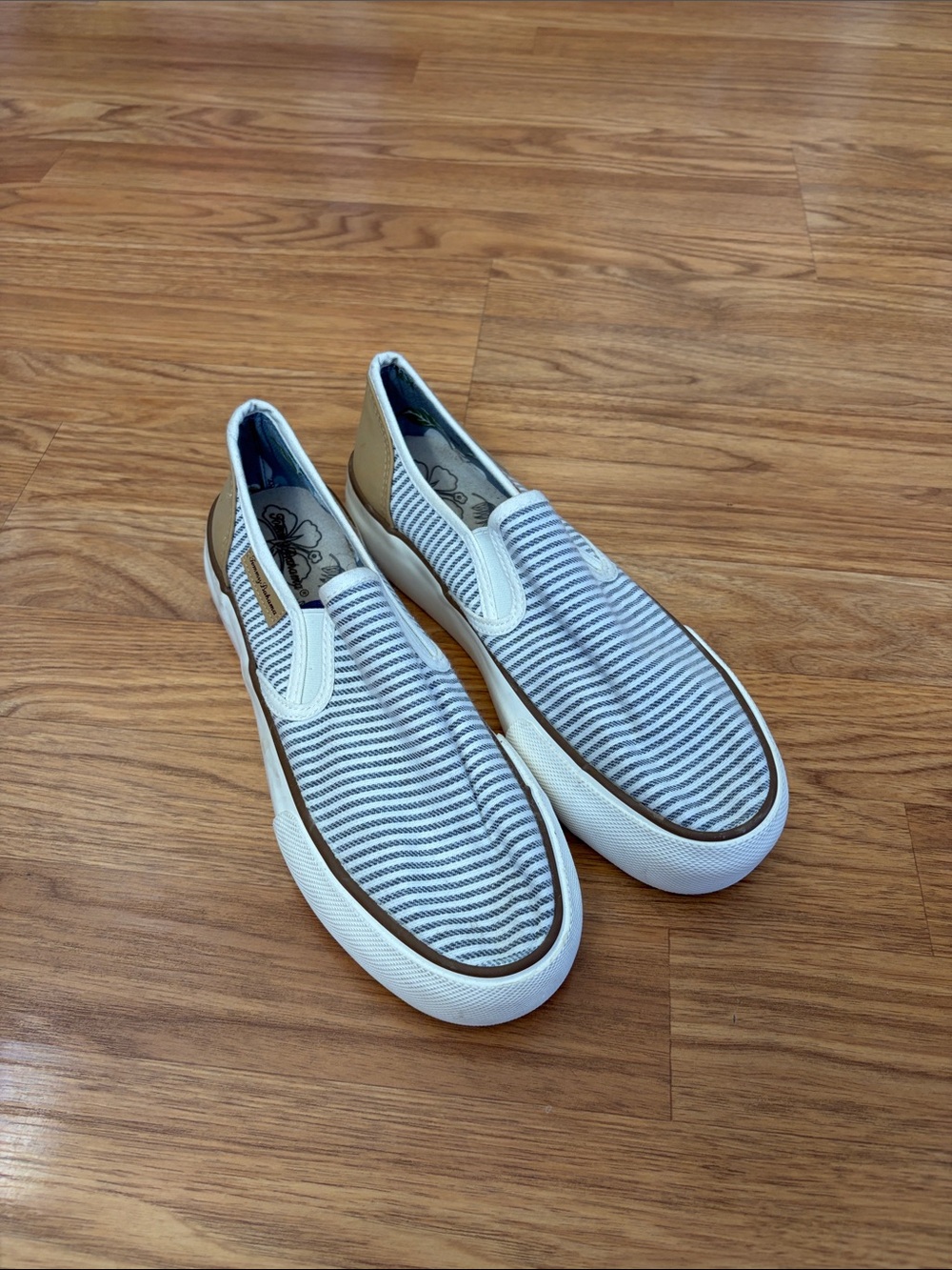 Women’s Slip-On Canvas Sneakers in Blue and White Stripes